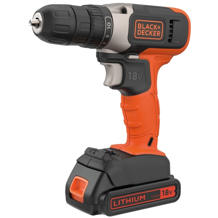 Black & Decker Borr-/skruvdragare med 18V Lit in de groep HUISHOUDEN & TUIN / Gereedschap / Schroevendraaiers bij TP E-commerce Nordic AB (A17539)