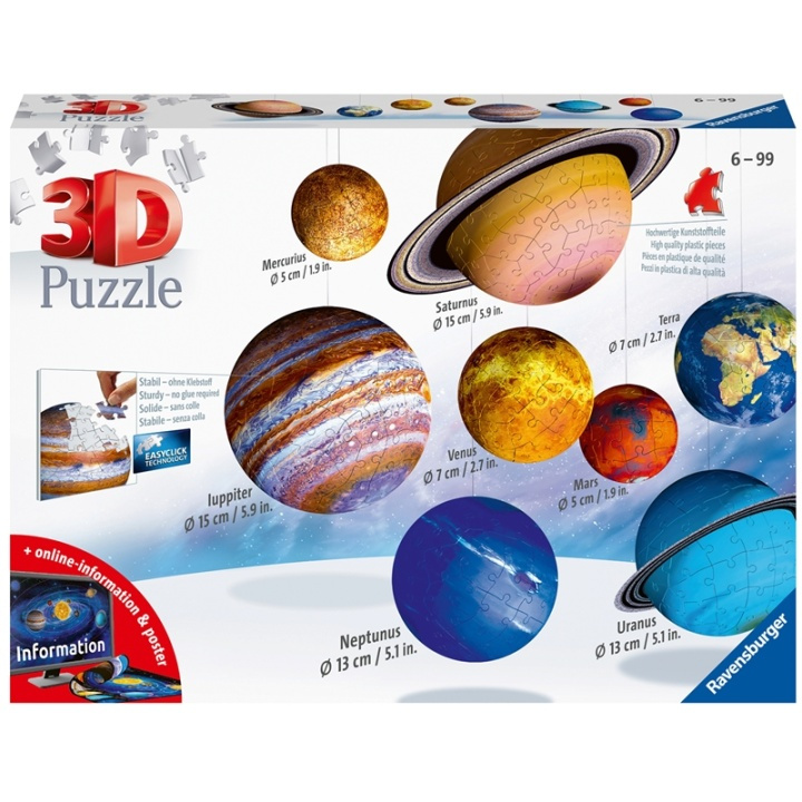 Ravensburger 3D Puzzle Solar System 27/54/7 in de groep SPORT, VRIJE TIJD & HOBBY / Hobby / Puzzel bij TP E-commerce Nordic AB (A17990)
