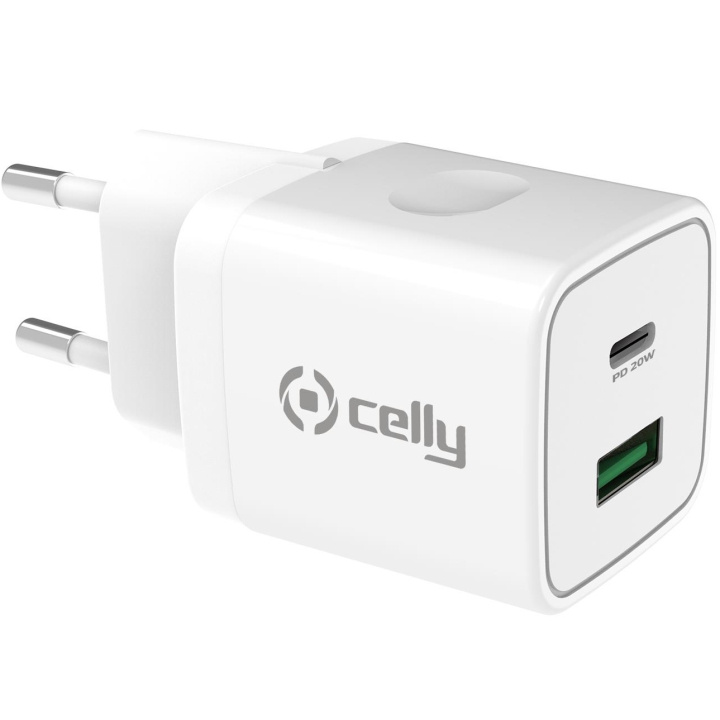 Celly USB-laddare USB-C PD + USB-A 2 in de groep SMARTPHONE & TABLETS / Opladers & Kabels / Wandoplader / Wandoplader Type C bij TP E-commerce Nordic AB (A18478)
