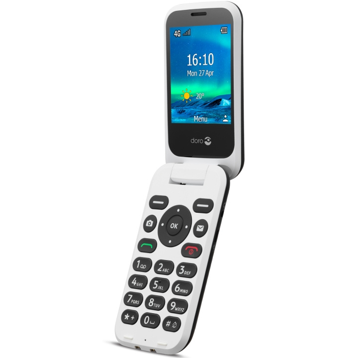 Doro 6821 4G Svart/Vit in de groep SMARTPHONE & TABLETS / Mobiele telefoons & smartphones bij TP E-commerce Nordic AB (A18633)