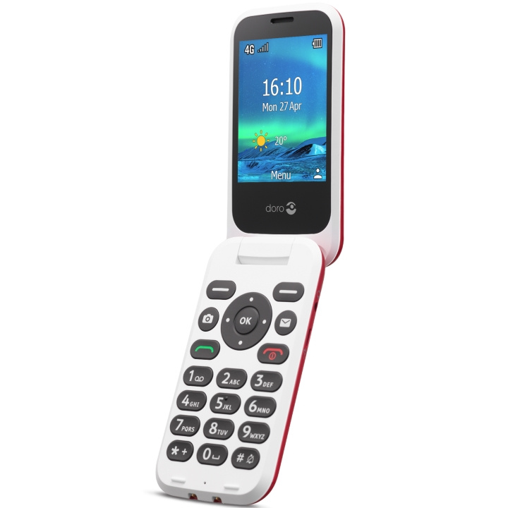 Doro 6881 4G Röd/Vit in de groep SMARTPHONE & TABLETS / Mobiele telefoons & smartphones bij TP E-commerce Nordic AB (A18634)