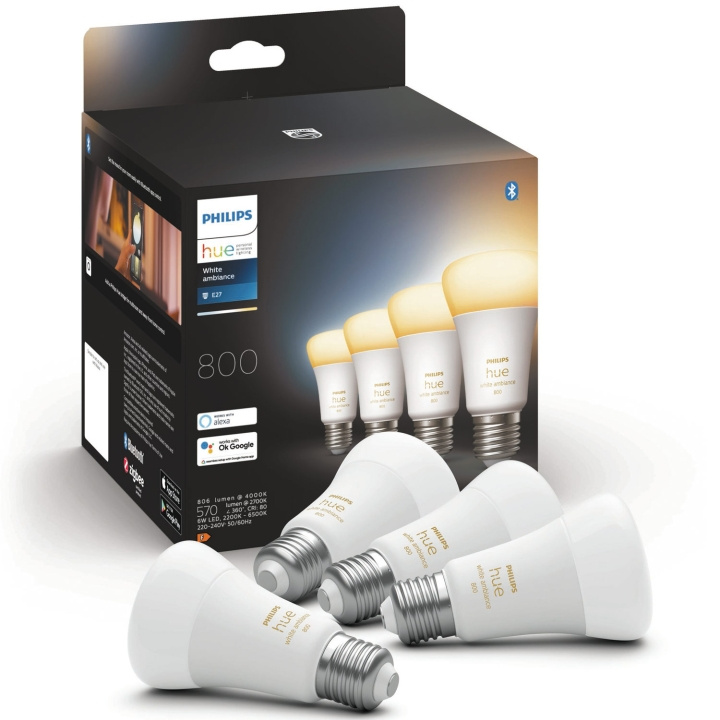 Philips Hue White Ambiance E27 4-pack in de groep HUISHOUDEN & TUIN / Smart home / Slimme verlichting bij TP E-commerce Nordic AB (A19268)