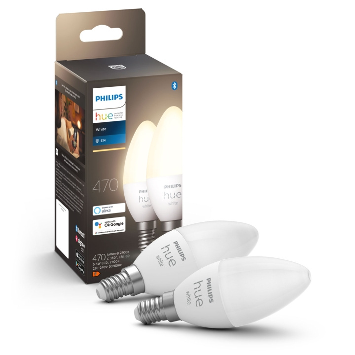 Philips Hue White E14 Kron 2-pack in de groep HUISHOUDEN & TUIN / Smart home / Slimme verlichting bij TP E-commerce Nordic AB (A19286)
