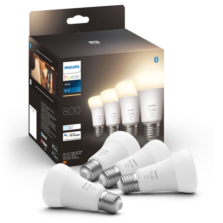 Philips Hue White E27 A60 800lm 4-pack in de groep HUISHOUDEN & TUIN / Smart home / Slimme verlichting bij TP E-commerce Nordic AB (A19291)