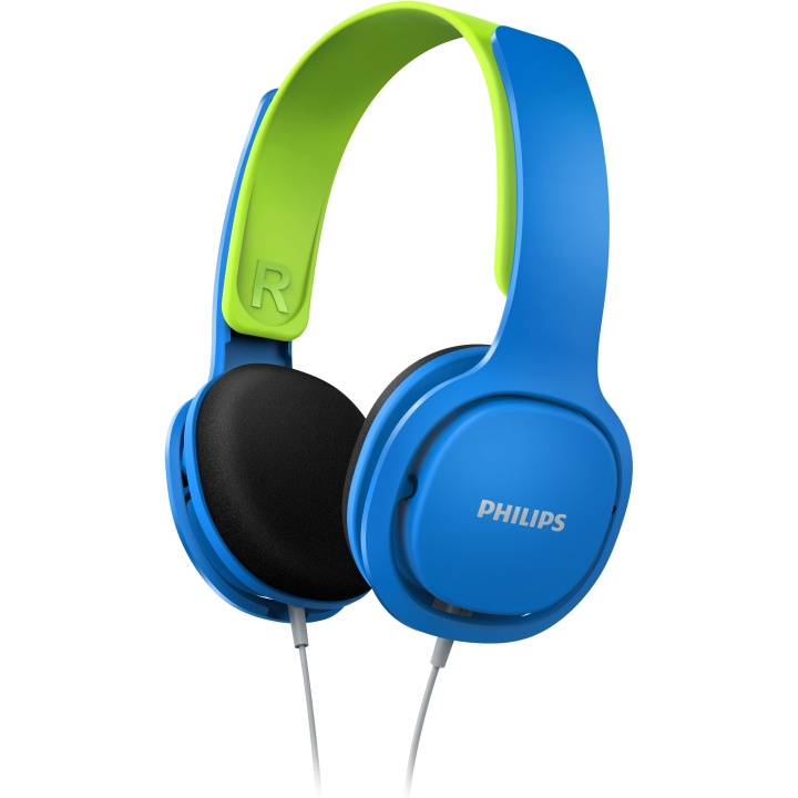 Philips Hoofdtelefoon voor kinderen. Beperkt maximaal volume. Snoer. Blauwe kleur in de groep HOME ELECTRONICS / Audio & Beeld / Koptelefoon & Accessoires / Koptelefoon bij TP E-commerce Nordic AB (A19299)
