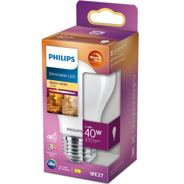Philips LED E27 Normal 40W Frost Dimba in de groep HOME ELECTRONICS / Verlichting / LED-lampen bij TP E-commerce Nordic AB (A19301)