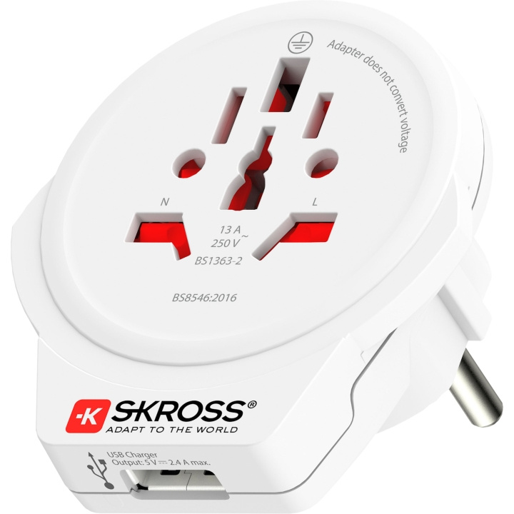 SKROSS El-Adapter Europa med USB in de groep HUISHOUDEN & TUIN / Elektriciteit & Verlichting / Reisadapters bij TP E-commerce Nordic AB (A19435)