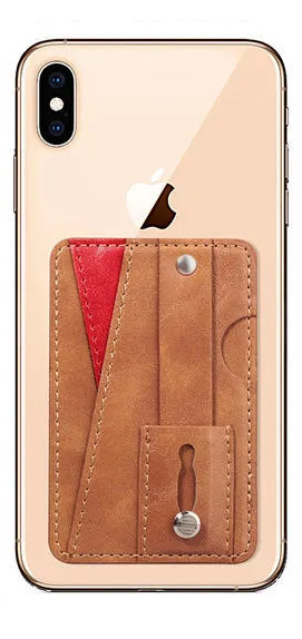 Stijlvolle universele kaarthouder van PU leer, Bruin in de groep SMARTPHONE & TABLETS / Overige accessoires / Overige bij TP E-commerce Nordic AB (A20626)