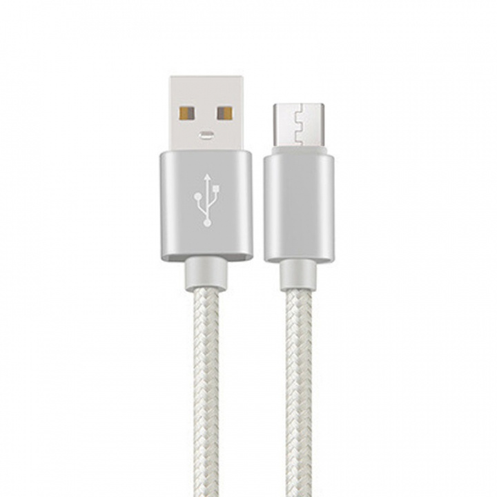 Korte micro-usb naar USB-oplader 20 cm, Zilver in de groep SMARTPHONE & TABLETS / Opladers & Kabels / Kabels / Kabels microUSB bij TP E-commerce Nordic AB (A20832)