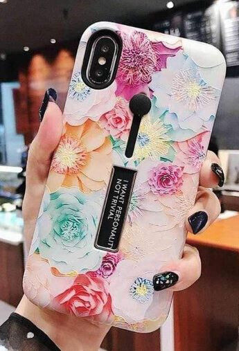 Fashion hoesje met vingerhouder - iPhone 12/12 Pro, Bloemen in de groep SMARTPHONE & TABLETS / Mobielbescherming / Apple / Hobbykleuren bij TP E-commerce Nordic AB (A20834)