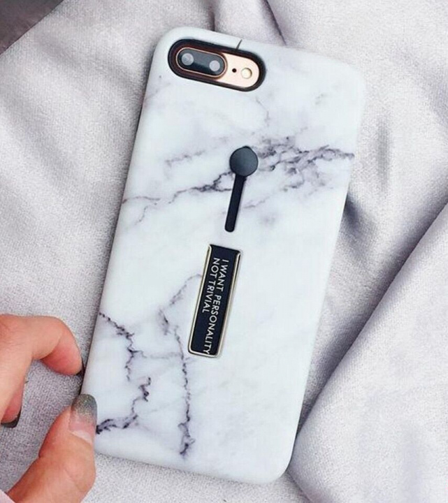Fashion hoesje met vingerhouder - iPhone 12 Mini, Wit marmer in de groep SMARTPHONE & TABLETS / Mobielbescherming / Apple / iPhone 12 Mini / Hoesjes bij TP E-commerce Nordic AB (A20847)