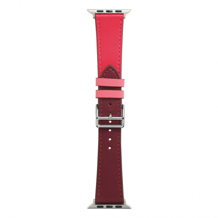 Armband i PU-läder till Apple Watch 42/44mm, Brun/rosa in de groep SMARTPHONE & TABLETS / Training, thuis & vrije tijd / Apple Watch & Accessoires / Accessoires bij TP E-commerce Nordic AB (A20879)