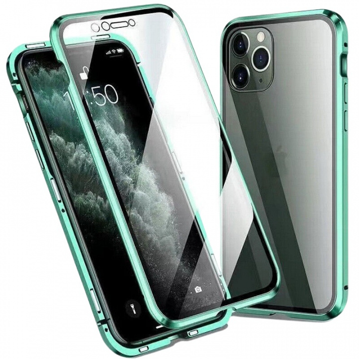 Genomskinligt Iphone 12 Mini magnetiskt skal i glas, Grön in de groep SMARTPHONE & TABLETS / Mobielbescherming / Apple / iPhone 12 Mini / Hoesjes bij TP E-commerce Nordic AB (A20901)