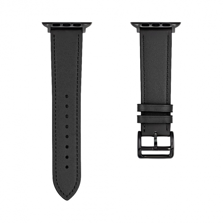 Armband i PU-läder till Apple Watch 38/40mm, Svart in de groep SMARTPHONE & TABLETS / Training, thuis & vrije tijd / Apple Watch & Accessoires / Accessoires bij TP E-commerce Nordic AB (A21463)