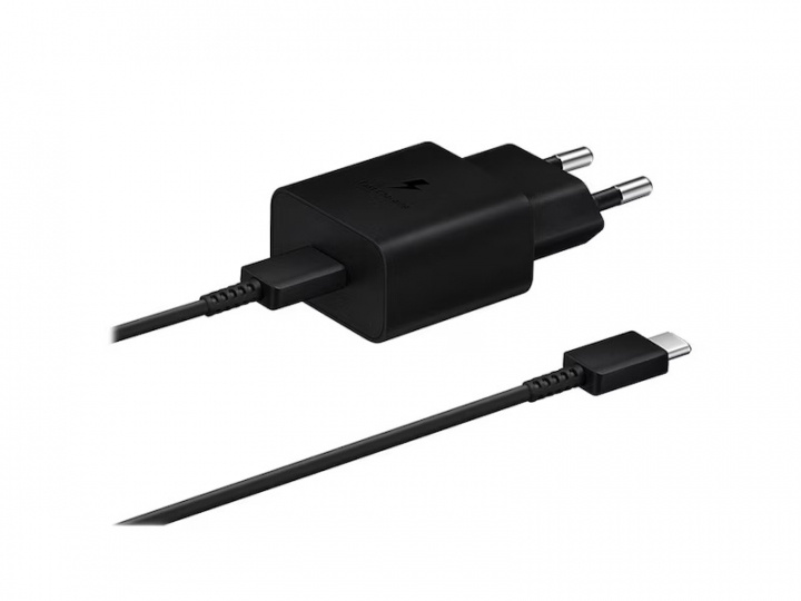 Samsung EP-T1510X USB-C 15W Wandoplader + 3A USB-C Kabel, Zwart in de groep SMARTPHONE & TABLETS / Opladers & Kabels / Wandoplader / Wandoplader Type C bij TP E-commerce Nordic AB (A22074)