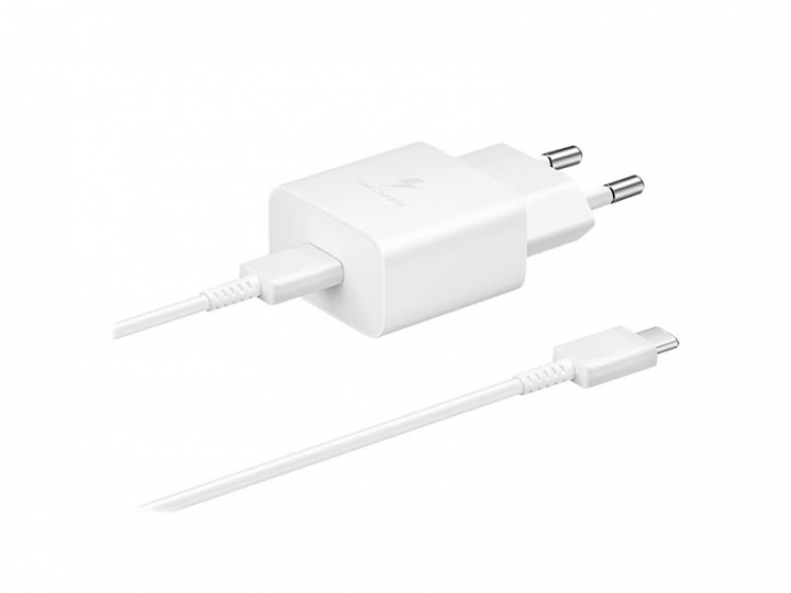 Samsung EP-T1510X USB-C 15W Wandoplader + 3A USB-C Kabel, Wit in de groep SMARTPHONE & TABLETS / Opladers & Kabels / Wandoplader / Wandoplader Type C bij TP E-commerce Nordic AB (A22075)