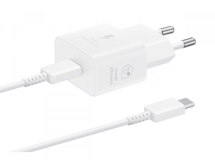 Samsung EP-T2510N GaN Wandoplader USB-C 25W + Kabel, Wit in de groep SMARTPHONE & TABLETS / Opladers & Kabels / Wandoplader / Wandoplader Type C bij TP E-commerce Nordic AB (A22078)