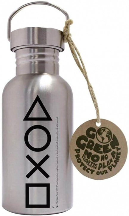 GB Eye Stålflaska med PlayStation-symboler 500ml in de groep SPORT, VRIJE TIJD & HOBBY / Buitenrecreatie / Thermosflessen & Waterflessen bij TP E-commerce Nordic AB (A22369)