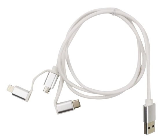 Cable USB-A - 3in1, MicroUSB, Lightning, USB-C, 1m in de groep SMARTPHONE & TABLETS / Opladers & Kabels / Kabels / Kabels Lightning bij TP E-commerce Nordic AB (A22391)