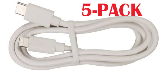 5-PACK Cable USB-C - Lightning, 2.4A, 1m, White in de groep SMARTPHONE & TABLETS / Opladers & Kabels / Kabels / Kabels Lightning bij TP E-commerce Nordic AB (A22392PKT5)