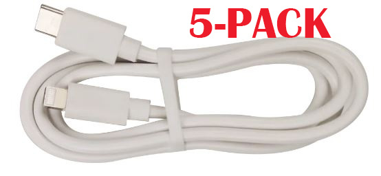 5-PACK Kabel USB-C - Lightning, 2,4A, 1m, Wit in de groep SMARTPHONE & TABLETS / Opladers & Kabels / Kabels / Kabels Lightning bij TP E-commerce Nordic AB (A22392PKT5)
