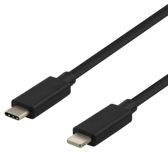 Kabel USB-C - Lightning, 2,4A, 1m, Zwart in de groep SMARTPHONE & TABLETS / Opladers & Kabels / Kabels / Kabels Lightning bij TP E-commerce Nordic AB (A22400)
