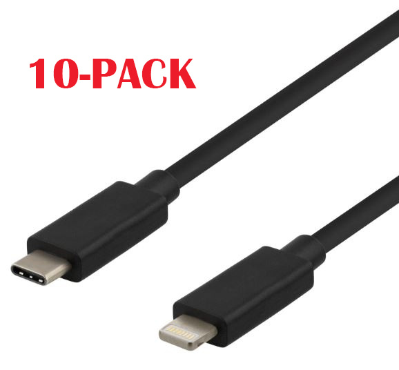 10-PACK Cable USB-C - Lightning, 2.4A, 1m, Black in de groep SMARTPHONE & TABLETS / Opladers & Kabels / Kabels / Kabels Lightning bij TP E-commerce Nordic AB (A22400PKT10)