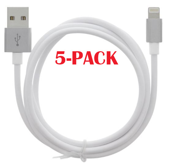 5-PACK Cable USB-A - Lightning 2.4A, 1m, White in de groep SMARTPHONE & TABLETS / Opladers & Kabels / Kabels / Kabels Lightning bij TP E-commerce Nordic AB (A22404PKT5)