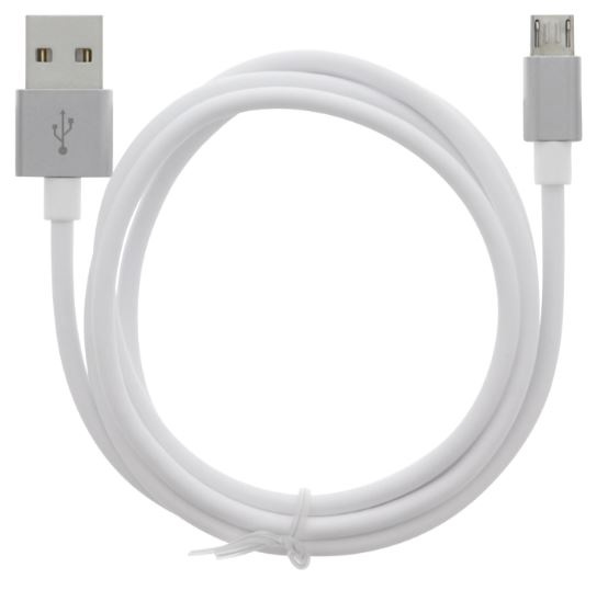 Cable USB-A - MicroUSB 2.4A, 1m, White in de groep SMARTPHONE & TABLETS / Opladers & Kabels / Kabels / Kabels microUSB bij TP E-commerce Nordic AB (A22406)