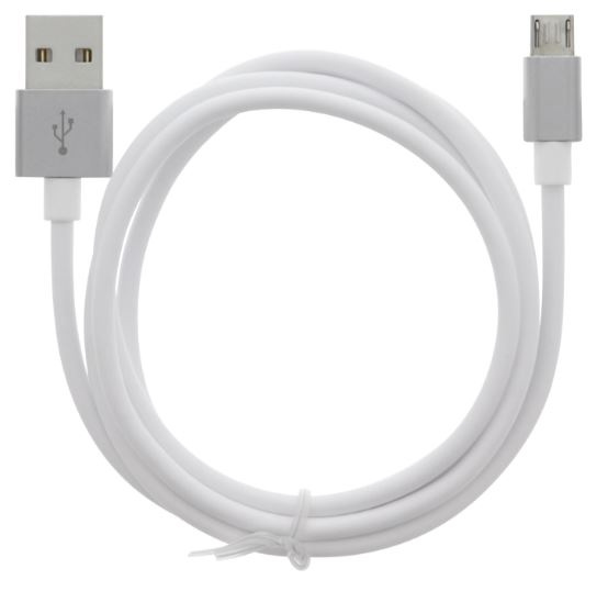 Kabel USB-A - MicroUSB 2.4A, 1m, Wit in de groep SMARTPHONE & TABLETS / Opladers & Kabels / Kabels / Kabels microUSB bij TP E-commerce Nordic AB (A22406)