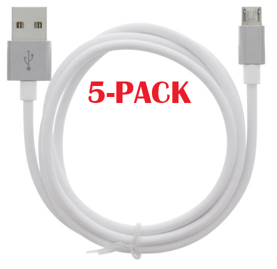 5-PACK Cable USB-A - MicroUSB 2.4A, 1m, White in de groep SMARTPHONE & TABLETS / Opladers & Kabels / Kabels / Kabels microUSB bij TP E-commerce Nordic AB (A22406PKT5)