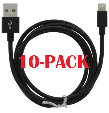 10-PACK Cable USB-A - Lightning 2.4A, 1m, Black in de groep SMARTPHONE & TABLETS / Opladers & Kabels / Kabels / Kabels Lightning bij TP E-commerce Nordic AB (A22407PKT10)