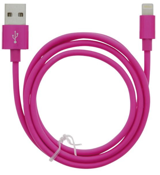 Cable USB-A - Lightning 2.4A, 1m, Pink in de groep SMARTPHONE & TABLETS / Opladers & Kabels / Kabels / Kabels Lightning bij TP E-commerce Nordic AB (A22410)