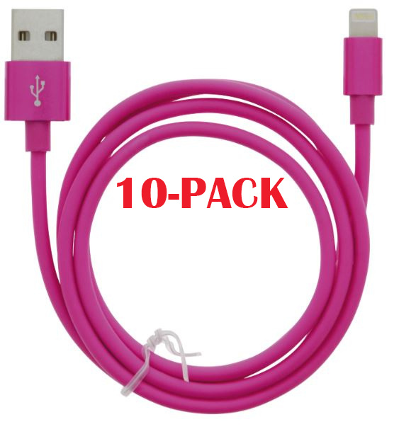10-PACK Cable USB-A - Lightning 2.4A, 1m, Pink in de groep SMARTPHONE & TABLETS / Opladers & Kabels / Kabels / Kabels Lightning bij TP E-commerce Nordic AB (A22410PKT10)