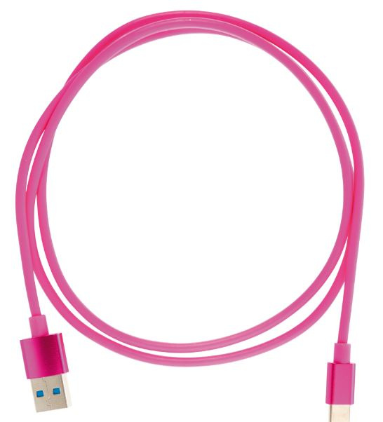 Cable USB-A - USB-C 2.4A, 1m, Pink in de groep SMARTPHONE & TABLETS / Opladers & Kabels / Kabels / Kabels Type C bij TP E-commerce Nordic AB (A22411)