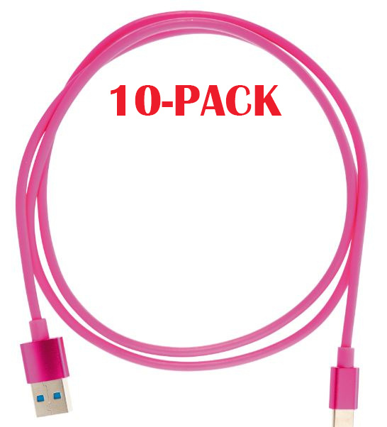 10-PACK Cable USB-A - USB-C 2.4A, 1m, Pink in de groep SMARTPHONE & TABLETS / Opladers & Kabels / Kabels / Kabels Type C bij TP E-commerce Nordic AB (A22411PKT10)