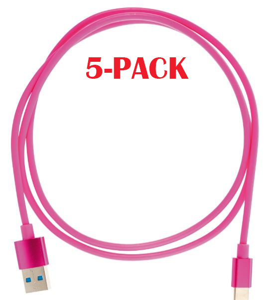 5-PACK Cable USB-A - USB-C 2.4A, 1m, Pink in de groep SMARTPHONE & TABLETS / Opladers & Kabels / Kabels / Kabels Type C bij TP E-commerce Nordic AB (A22411PKT5)