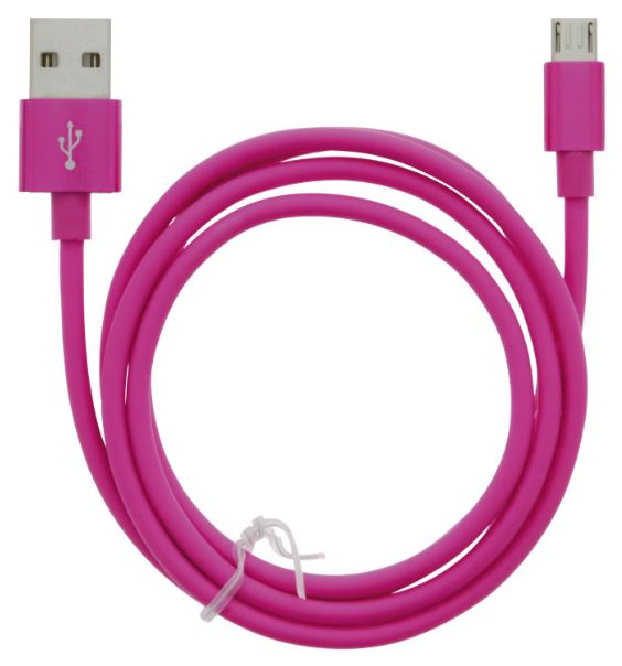 Cable USB-A - MicroUSB 2.4A, 1m, Pink in de groep SMARTPHONE & TABLETS / Opladers & Kabels / Kabels / Kabels microUSB bij TP E-commerce Nordic AB (A22412)
