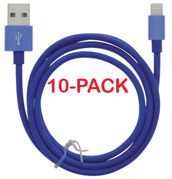 10-pack Cable USB-A - Lightning 2.4A, 1m, Blue in de groep SMARTPHONE & TABLETS / Opladers & Kabels / Kabels / Kabels Lightning bij TP E-commerce Nordic AB (A22413PKT10)