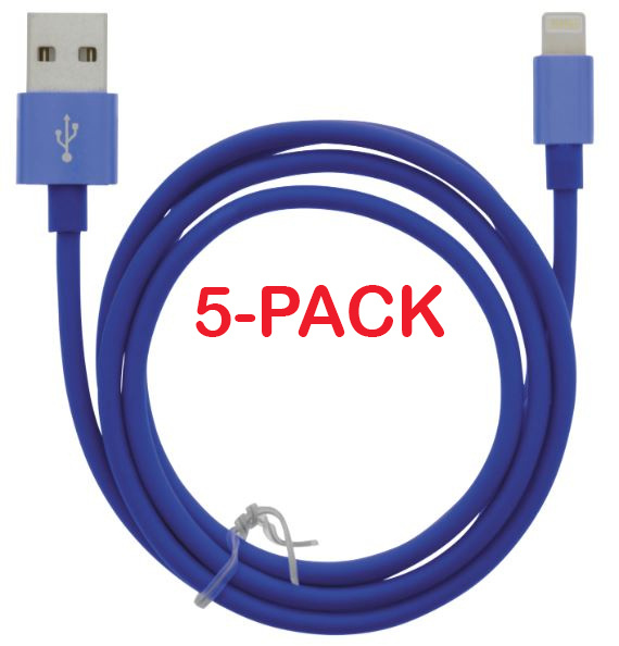 5-pack Cable USB-A - Lightning 2.4A, 1m, Blue in de groep SMARTPHONE & TABLETS / Opladers & Kabels / Kabels / Kabels Lightning bij TP E-commerce Nordic AB (A22413PKT5)