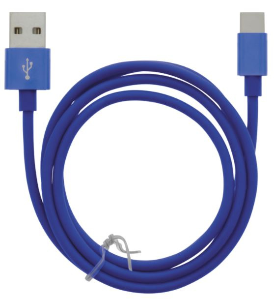 Kabel USB-A - USB-C 2.4A, 1m, Blauw in de groep SMARTPHONE & TABLETS / Opladers & Kabels / Kabels / Kabels Type C bij TP E-commerce Nordic AB (A22414)