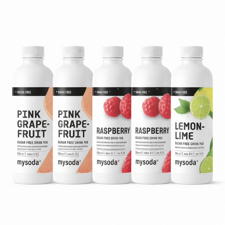 5 pcs Mysoda Grape, Raspberry, Lemon 500ml - Voor 36L drank in de groep HUISHOUDEN & TUIN / Huishoudelijke apparaten / Water & Sap / Carbonatatiemachines / Smaken bij TP E-commerce Nordic AB (A22715PKT4)