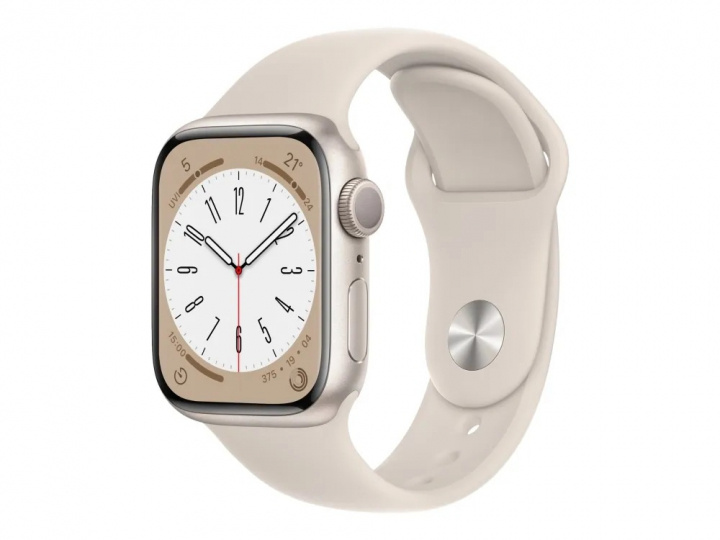 Apple Watch Series 8 41mm Starlight/Aluminium met Starlight Sportband GPS + Mobiel in de groep SMARTPHONE & TABLETS / Training, thuis & vrije tijd / Apple Watch & Accessoires / Apple Watch bij TP E-commerce Nordic AB (A22765)