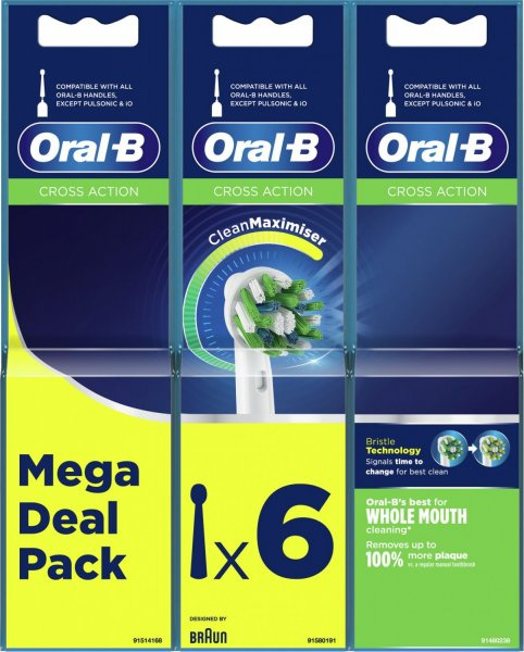 Oral-B Cross Action 6-pack in de groep BEAUTY & HEALTH / Mondverzorging / Elektrische tandenborstelaccessoires bij TP E-commerce Nordic AB (A22894)