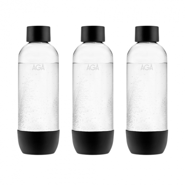 3-pack AGA AQVIA PET-flaska, 1L, Svart in de groep HUISHOUDEN & TUIN / Huishoudelijke apparaten / Water & Sap / Carbonatatiemachines / Accessoires bij TP E-commerce Nordic AB (A22959PKT)