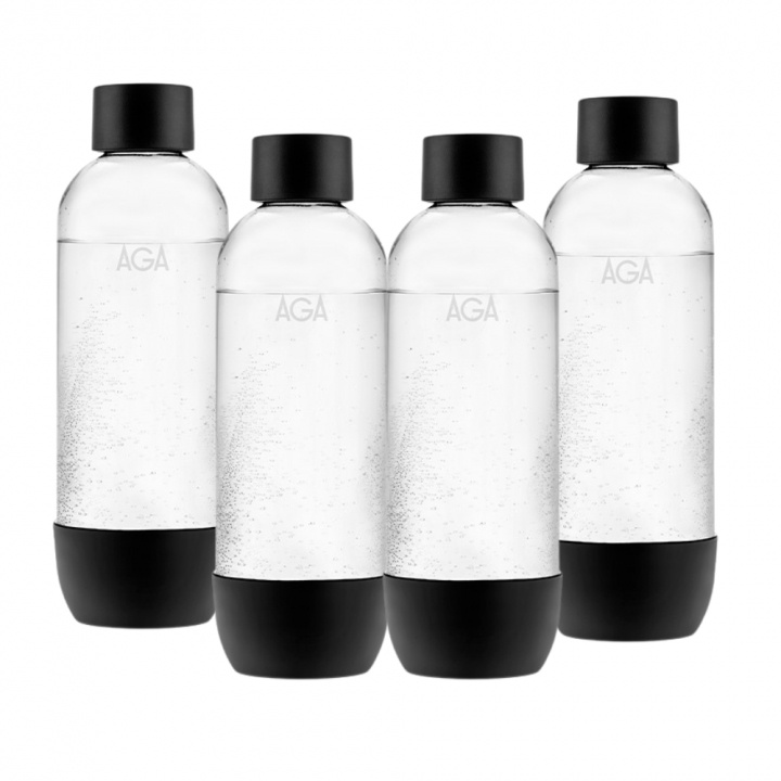 4-pack AGA AQVIA PET-flaska, 1L, Svart in de groep HUISHOUDEN & TUIN / Huishoudelijke apparaten / Water & Sap / Carbonatatiemachines / Accessoires bij TP E-commerce Nordic AB (A22959PKT2)