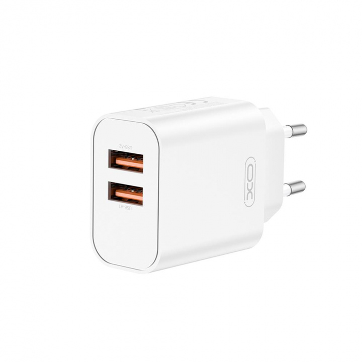 XO wall charger CE34 2x USB 2,4A white in de groep SMARTPHONE & TABLETS / Opladers & Kabels / Wandoplader / Wandoplader USB bij TP E-commerce Nordic AB (A22962)