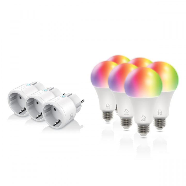 DELTACO SMART HOME Start kit 3x mini-strömbrytare och 6x RGB-lampor in de groep HUISHOUDEN & TUIN / Smart home / Slimme verlichting bij TP E-commerce Nordic AB (A22983)
