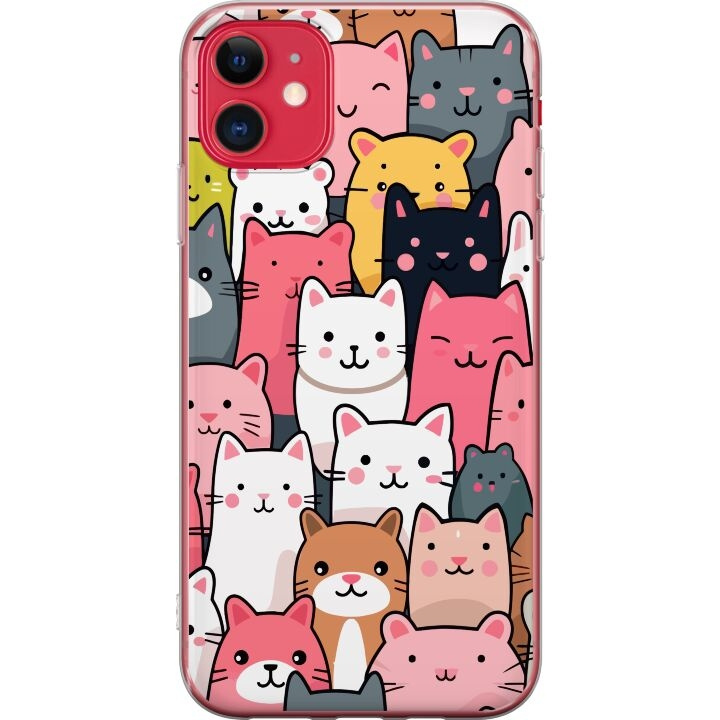 Mobiele hoes voor Apple iPhone 11 met Kattenpatroon ontwerp in de groep SMARTPHONE & TABLETS / Mobielbescherming / Apple / Lippenstift / Lipgloss bij TP E-commerce Nordic AB (A50035)