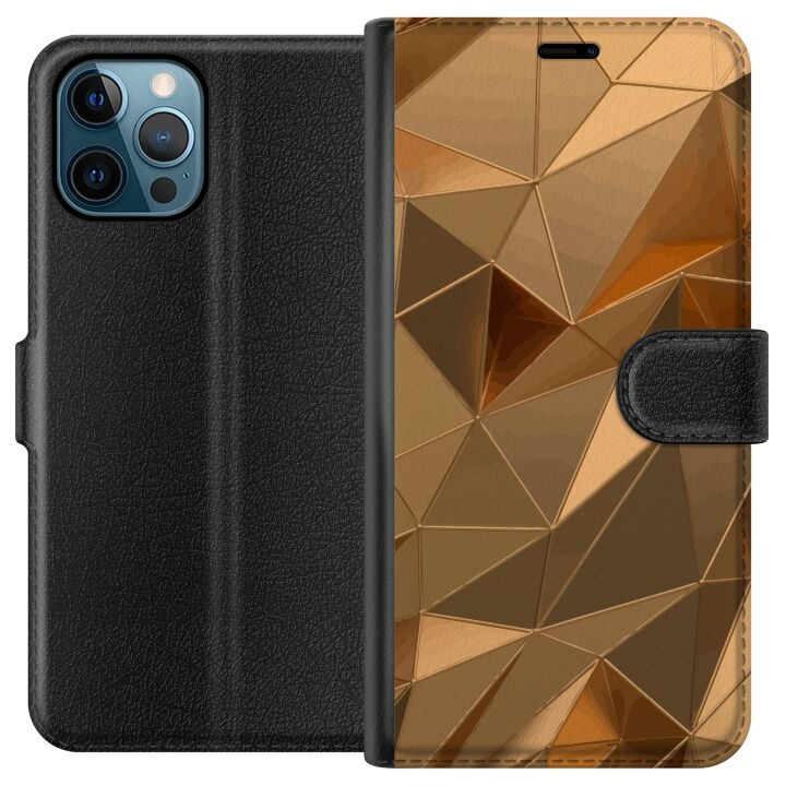 Portemonnee-hoesje voor Apple iPhone 12 Pro Max met 3D Goud ontwerp in de groep SMARTPHONE & TABLETS / Mobielbescherming / Apple / IPL en laser bij TP E-commerce Nordic AB (A50348)